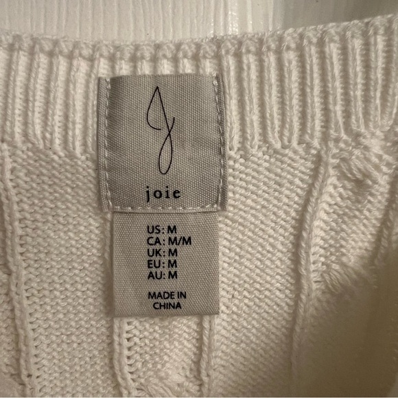 Joie Cable Knit Sweater Ivory White Tank Top Women’s Size Medium - Picture 4 of 5